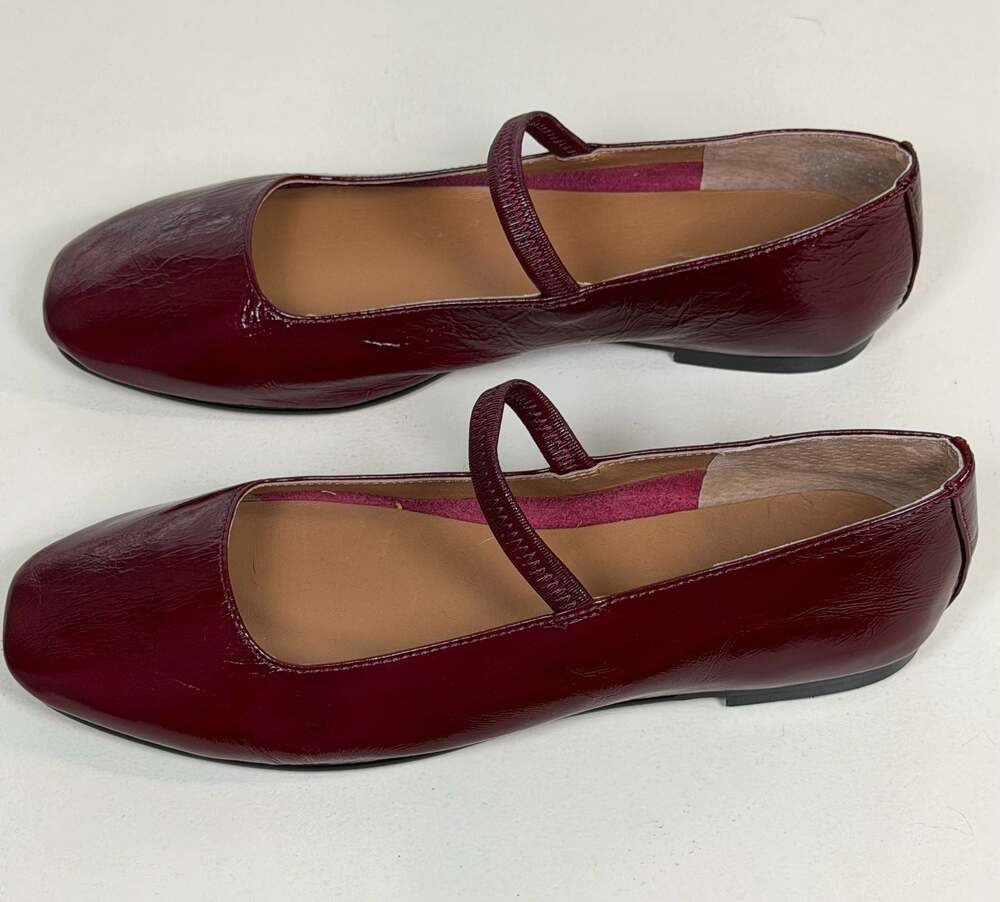Madewell The Greta Ballet Flat in Patent Leather - Burgundy Size 7 - Picture 4 of 6